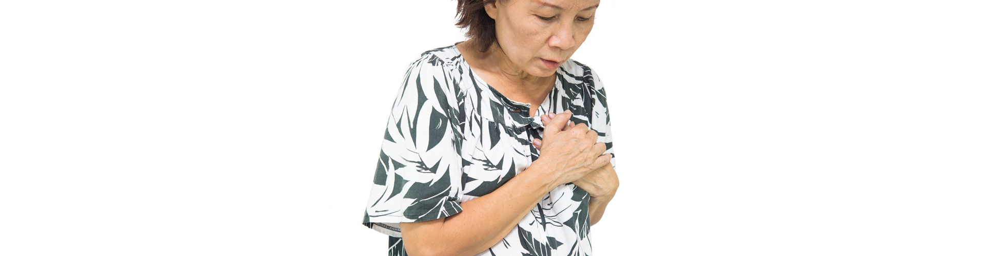 a senior woman suffering from heart attack